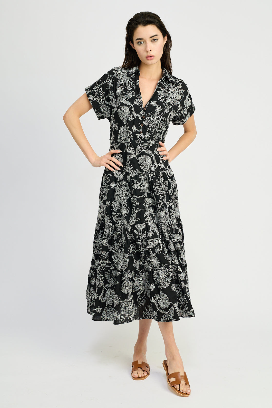 Magdalen Embroidered Maxi Shirt Dress